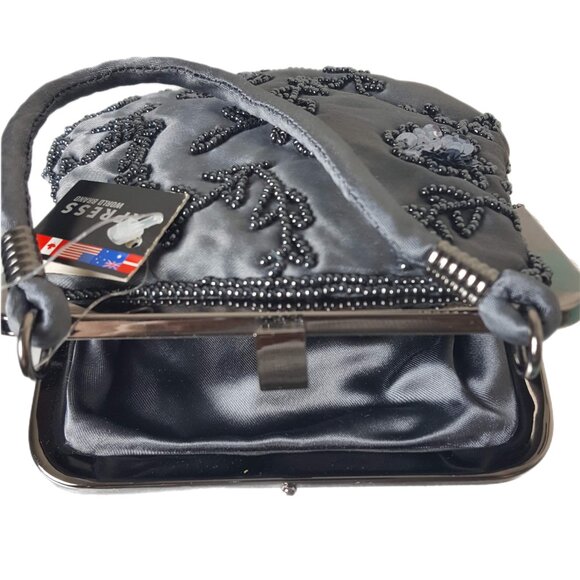 NWT! Vintage 90's Y2K Express Satin Beaded Sequins Mini Bag Purse Original Tags - Picture 4 of 9